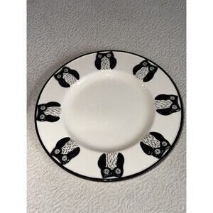 Set Of 2 OWL 8"  Plates Kate Williams Black White Global Design Connections